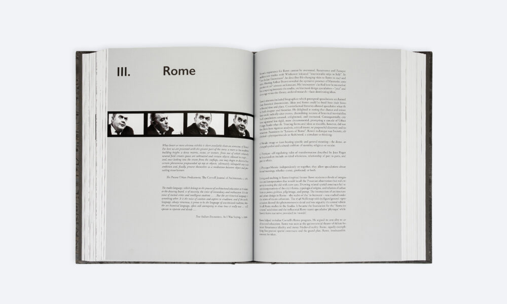 Colin Rowe spread. book design by Pablo Mandel
